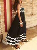 Contrast Trim Square Neck Maxi Cami Dress