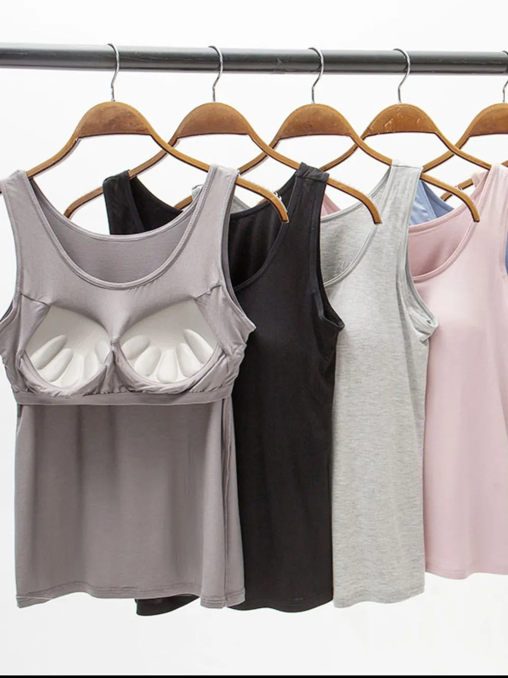 Full Size Wide Strap Modal Tank Top With Built-In Bra - Opaque & Stretchy Comfort