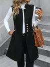 Button Up Longline Vest Coat Black