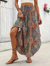 Asymmetrical Smocked Printed Skirt Multicolor