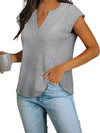 Stylish Casual Notched Short Sleeve Summer Blouse - Soft Stretchy Fabric, Perfect for Warm Days - Store 42