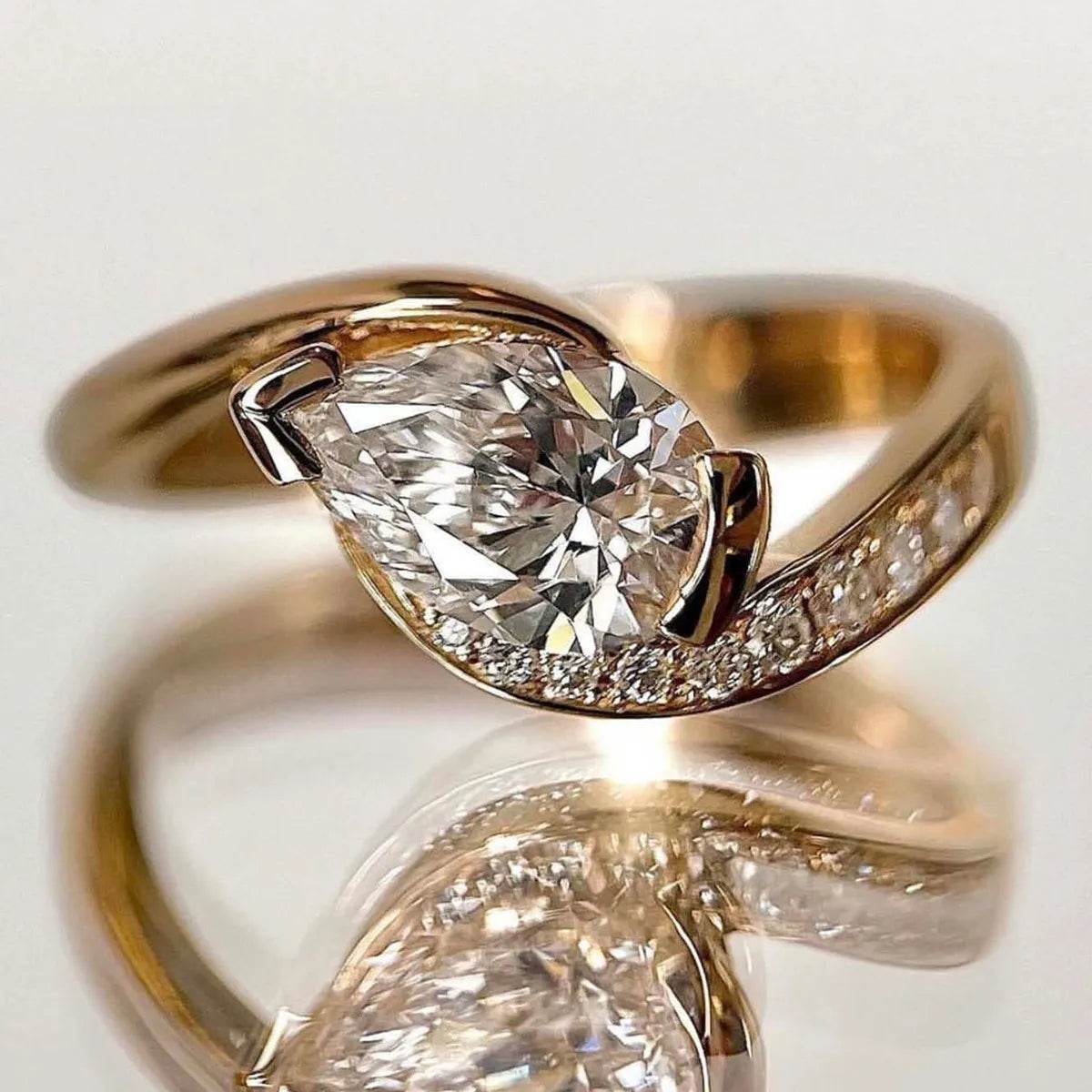 1.5 Carat Moissanite Ring in 925 Sterling Silver with 18K Gold-Plated Accent Stones