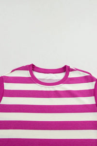 Stripe Cap Sleeve Pocketed Shift Tee Dress