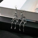 Halloween Skeleton Dangle Earrings Silver One Size