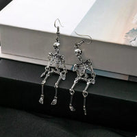 Halloween Skeleton Dangle Earrings Silver One Size