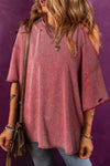 One Shoulder Half Sleeve Oversized Tunic T Shirt Dusty Pink