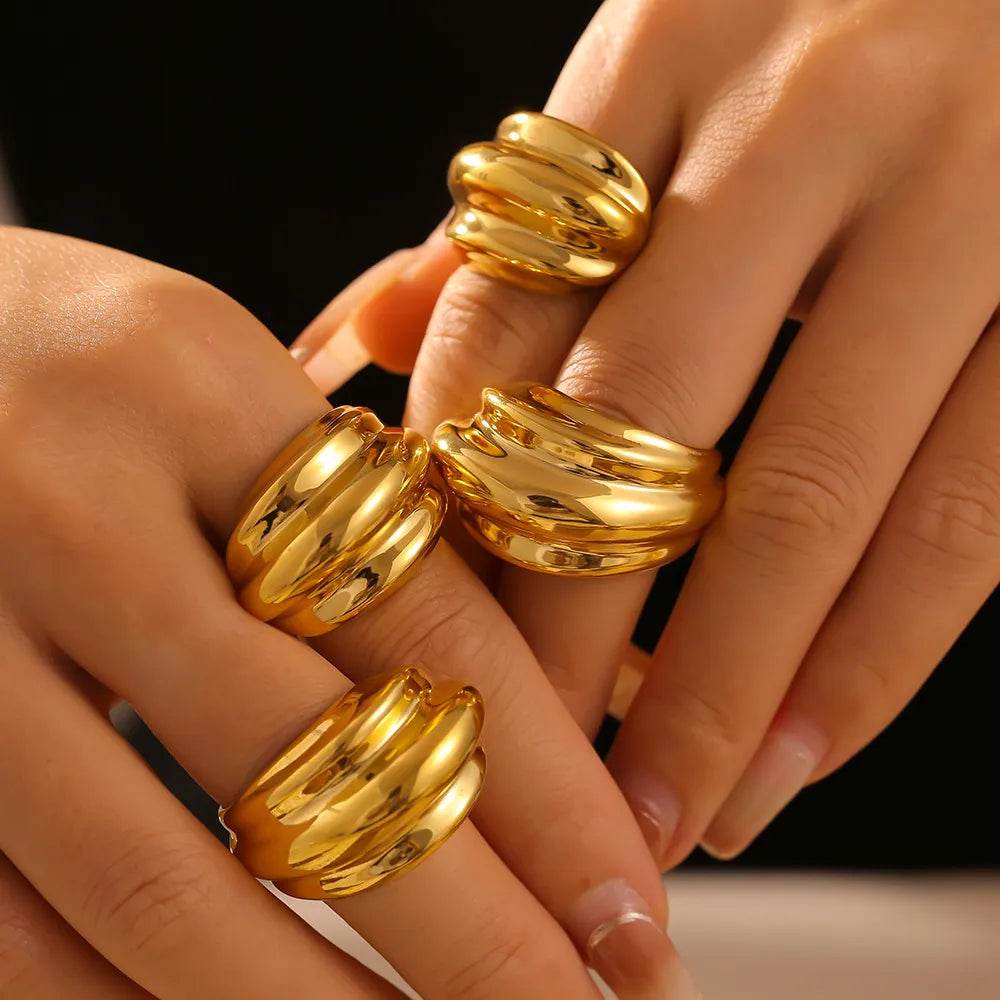 Elegant 18K Gold-Plated Titanium Steel Open Ring - Chic Accessory for Stylish Outfits