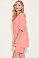 Basic Bae Bamboo Full Size V-Neck Drop Shoulder T-Shirt and Shorts Set