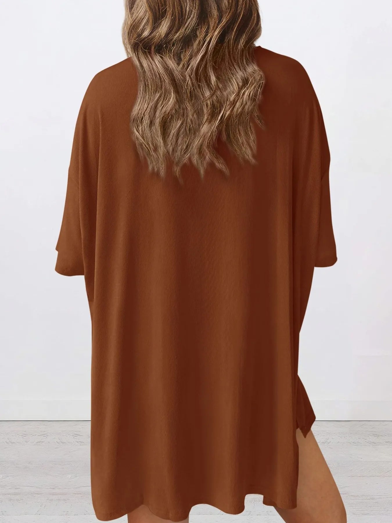 Full Size Oversized Round Neck Top and Shorts Set Plus Size
