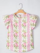 Floral Print Ruffled Sleeve Blouse