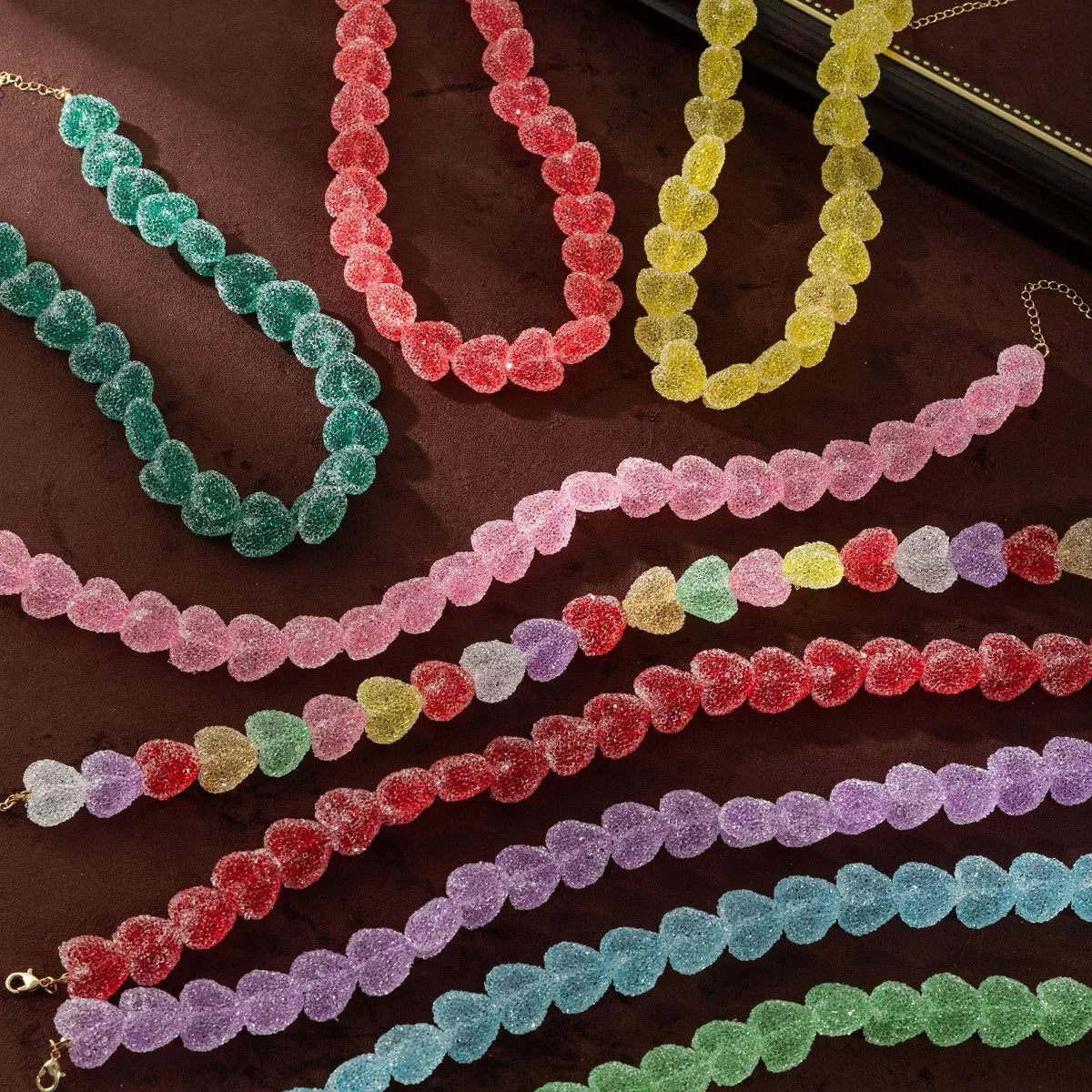 Colorful Resin Heart Necklace