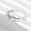 925 Sterling Silver Heart Ring with Inlaid Zircon - Elegant Platinum-Plated Design - Store 42