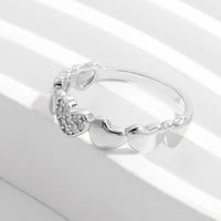 925 Sterling Silver Heart Ring with Inlaid Zircon - Elegant Platinum-Plated Design - Store 42