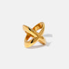 18K Gold-Plated Crisscross Ring | Elegant Stainless Steel Design | Size 7 - Store 42