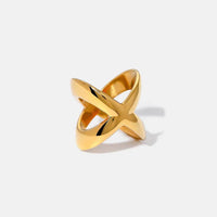 18K Gold-Plated Crisscross Ring | Elegant Stainless Steel Design | Size 7 - Store 42