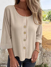 Full Size Button-Front 3/4 Sleeve Casual Blouse Plus Size - Store 42