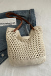 Openwork Woven Tote Bag Ivory One Size