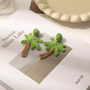 Colorful Woven Flower Drop Earrings Green One Size