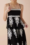 Printed Square Neck Cami and Wide Leg Pants Set Black