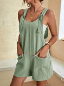 Full Size Knot Strap Romper with Pockets Plus Size - Store 42