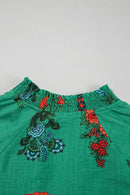Floral Print Notched Short Sleeve Blouse