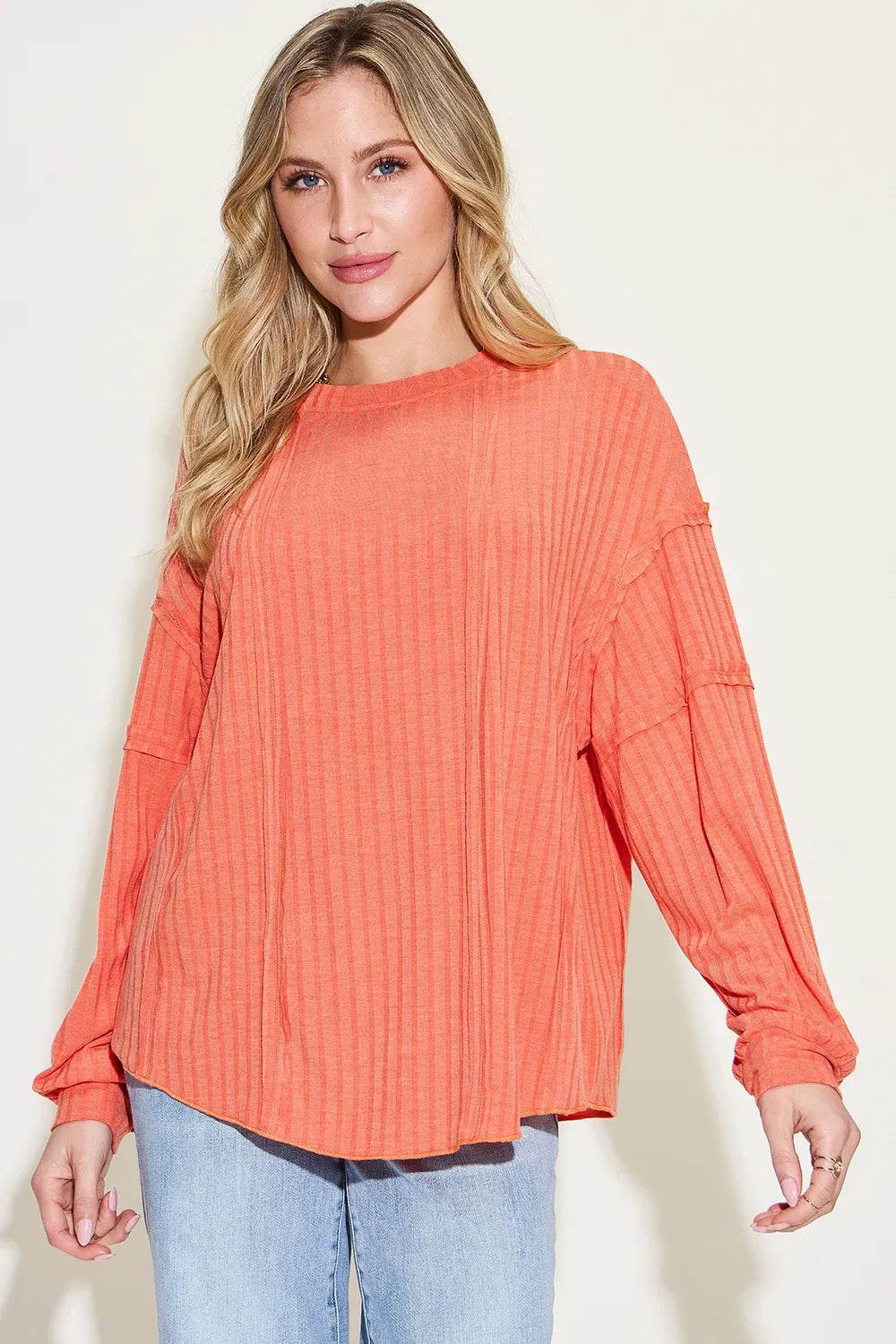 Basic Bae Full Size Ribbed Round Neck Long Sleeve T-Shirt - Store 42