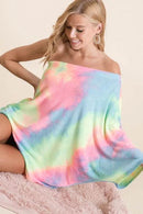 BiBi Tie Dye French Terry One Shoulder Top with Dolman - Store 42