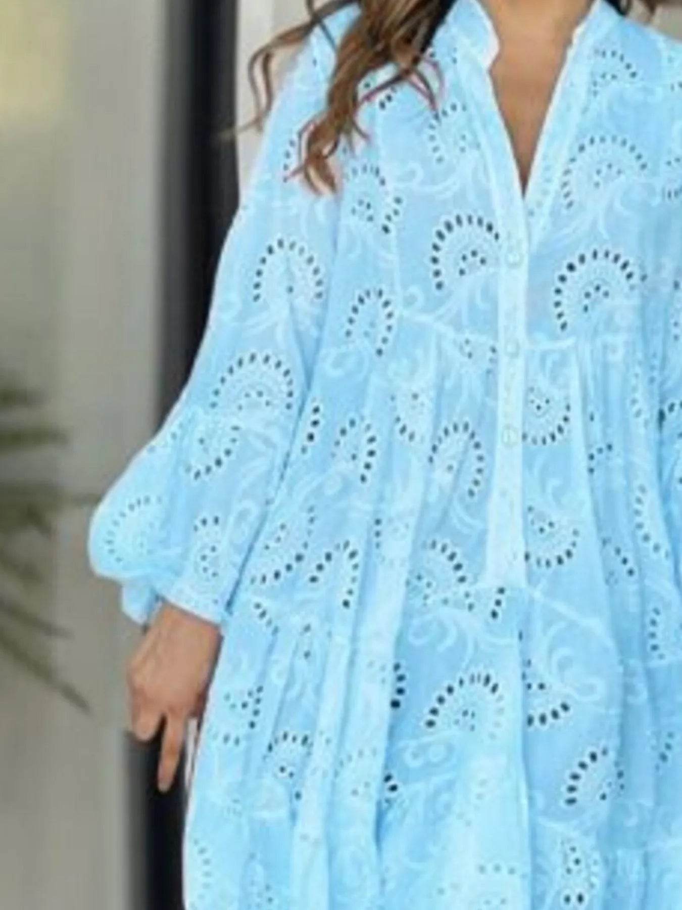 Full Size Eyelet Ruffled Hem Tiered Dress Plus Size - Store 42