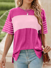 Stylish Color Block Striped Sleeve Casual T-Shirt for Everyday Comfort and Versatility - Store 42
