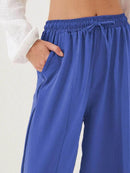 Full Size Drawstring Wide Leg Cropped Pants Plus Size - Store 42