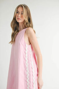 MABLE Linen Mix Side Ric Rac A-Line Mini Dress