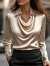 Full Size Collared Neck Long Sleeve Blouse Plus Size - Store 42