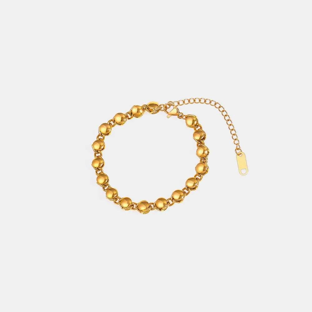 Elegant 18K Gold-Plated Titanium Steel Bracelet With Adjustable Chain Length For Daily Wear