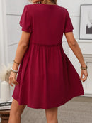Button Front Flutter Sleeve Dress