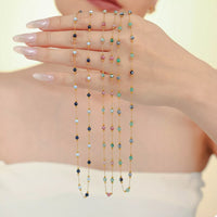 18K Gold-Plated Titanium Steel Necklace Pink green One Size