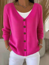 Full Size Plus Size Button-Front V-Neck Cardigan, Slightly Stretchy, 95% Acrylic Blend - Store 42