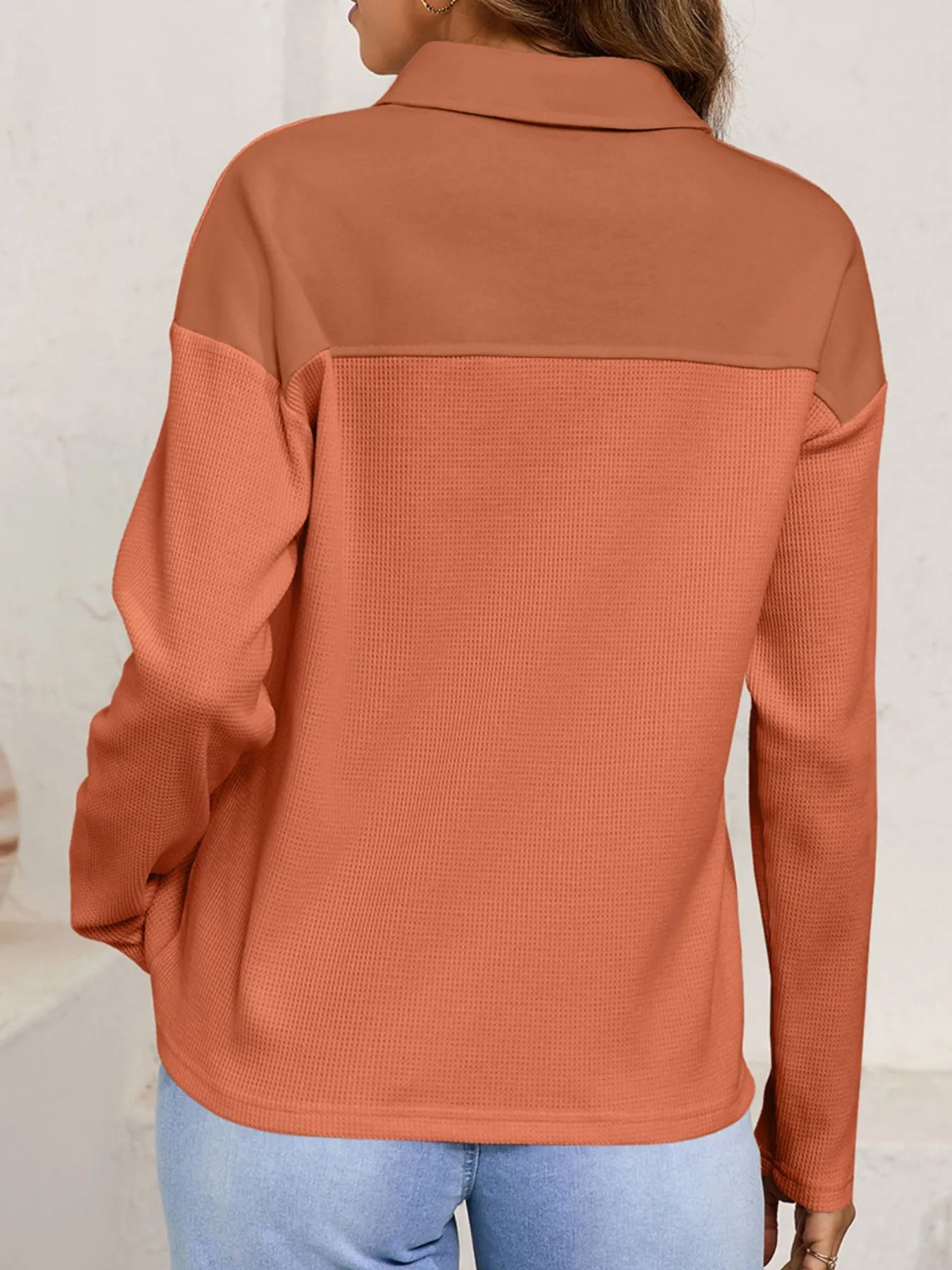 Men's Long Sleeve Thermal Polo Top - Slightly Stretchy 75% Polyester, 25% Cotton