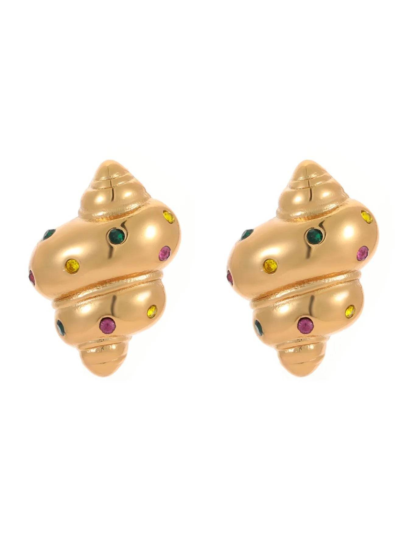 18K Gold-Plated Spiral Earrings with Inlaid Zircon - Elegant Jewelry for Every Occasion - Store 42