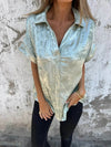 Full Size Collared Neck Short Sleeve Shirt Plus Size - Store 42