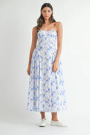 MABLE Sweetheart Neckline Floral Printed Midi Dress