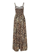 Full Size Leopard Print Spaghetti Strap Maxi Dress Plus Size - Store 42