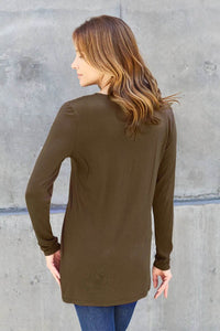 Basic Bae Women's Full Size Round Neck Long Sleeve Top with Pockets and Moderate Stretch - Store 42