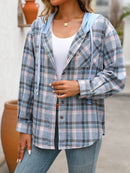 Plaid Button-Up Hooded Shirt