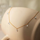 18K Gold-Plated Stainless Steel Rhinestone Charm Necklace with Extension Chain - Store 42