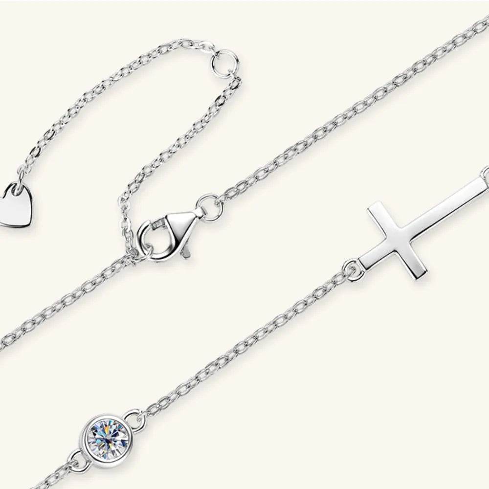 Elegant Cross Moissanite Necklace in 925 Sterling Silver with 18K Gold-Plating, 0.3 Ct - Store 42