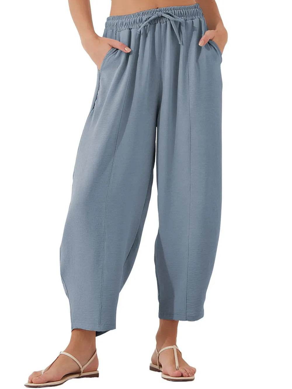 Full Size Drawstring Cropped Jogger Pants Plus Size - Store 42