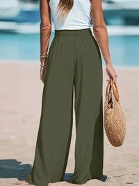 Full Size Drawstring Waist Wide Leg Pants Plus Size - Store 42