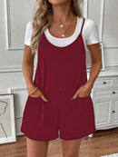 Full Size Scoop Neck Spaghetti Strap Overalls Plus Size Burgundy