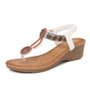 Rivet Decor Toe Post Wedge Sandals White