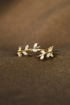 925 Sterling Silver Leaf Open Ring Gold 7